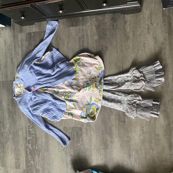 Floral purple with polkadot pants ruffles Matilda, Jane set size 6